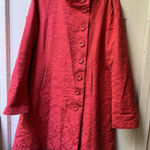 Desigual Long Trench Coat L Red Cotton Tapestry Baroque Fairy Artsy Renaissance Photo 0