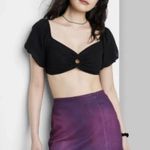 Wild Fable Mini Skirt Size 6 Violet Purple Coated Denim Mid Rise Notch Front New Photo 1