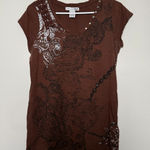 2000s Fashion Brown Graphic Shirt Photo 0