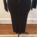 Ribbed Knit Collared Black Button Up Sweater Dress Photo 3