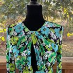 ZARA  Women's Green And Blue Floral Long Sleeve Bodysuit Size S Photo 3