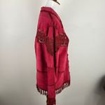 Vintage Red Suede Crochet Fringe Jacket Boho Western Bohemian Festival Size M Photo 8