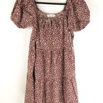 Lacausa  Playa Mini Dress Babydoll Cotton Romantic Puff Sleeve Mushroom Brown S Photo 3