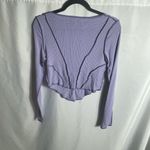 Urban Outfitters  Purple Ribbed Lettuce Hem Long Sleeve Top Size L Photo 1