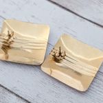 Vintage Stud Earrings Dusky Retro Peachy Pink Square with Gold Tone 1" Photo 3