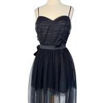Forever 21 Black Bustier Mesh Midi Party Dress Collection Formal Satin Bow Prom Goth Size L Photo 5