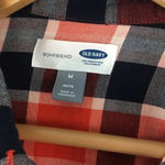 Old Navy Red Plaid Boyfriend Flannel Popover Photo 3