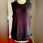 Wonderly  Women's Classic Black Rib Knit Fringe 2 Tier Hem Sleeveless Sweater Photo 1
