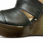 Coach  Jazlyn Black Platform Sandals Peep Toe Wedges Stacked Wood Heel Size 9 Photo 10