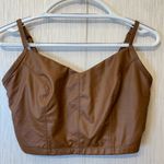 Aerie Offline by Real Luxe Recharge Faux Leather Crop Top Brown M Photo 3