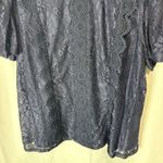 Cable & Gauge NWT  2X Top Blouse High Neck Lace Navy Blue Work Office Party Photo 3
