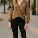 Max Studio Womens Wrap Blouse Career Business Casual L Photo 0