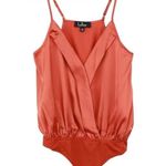 LULUS Nights Out Terra Cotta Orange Satin Surplice Bodysuit ~ Women's Size SMALL Photo 5