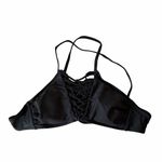 Xhilaration  Macrame High Neck Bralette Bikini Top in Black Size M New Photo 1