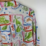 Cynthia Rowley NWT  Linen Brunch Button Up Shirt Large‎ Novelty Coastal Colorful Photo 2