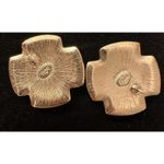 Trifari Vintage 1970-1980 Faux Pearl Gold Tone Post Earrings Purple/Blue Square Photo 1