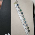 Silver Stainless Steel Bracelet Abalone Starfish Blue Photo 3