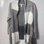 Chico's Sweater Womens Large Gray Patchwork Open Waterfall Cardigan Knit Photo 0