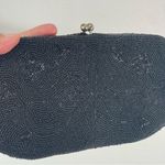 Vtg Beaded Blk Evening Bag Clutch Purse Kiss Lock Hand Made Gypsy Goth Whimsical Black Photo 4