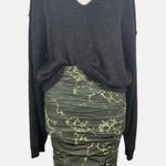 ZARA Deep Green Marble Print Mesh Ruched Midi Skirt Size Small Photo 0