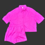 NWT Hot pink casual 2 pc short/button up top set. Small Photo 4