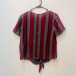 Madewell Button Back Tie Tee in Rosalinda Stripe sz XS Photo 5