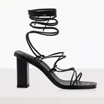 frame denim Frame Le Doheny Ankle-Wrap Black Leather Open Toe Strappy Sandals- Size 7 & 37.5 Photo 1