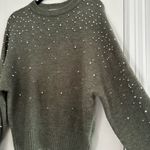 H&M Women’s XS Olive Green Pearl Appliqué Pullover Sweater. Oversized. Stretch. Photo 12