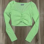 Urban Outfitters Sherry Shirred Cardigan Lime Green Neon Women’s Small Photo 1