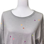 Lisa Todd NWOT 100% Cotton Gray Star Embroidered Long Sleeve Shirt Sweater XL Photo 2