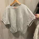 Catherine Malandrino  gym gray batwing short sleeve sweatshirt pearls oversized Photo 6