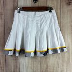 Elegant White Skater Skirt with Yellow and Black Details Size 12 Photo 2