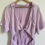 Abercrombie & Fitch  linen blend cut out shirt dress size large purple lavender Photo 3