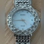 Seiko Tressia Solar Diamond Luxury Ladies Watch Pearl Dial Stainless Bracelet Photo 0