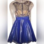 Elegant Blue Rhinestone studded sleeveless mini formal prom dress Size 0 Photo 6