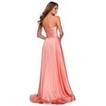 La Femme  Strapless Slit Satin Ballgown in Peach Size US 0 Photo 2