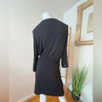 L.L. Bean 3/4 Sleeve Soft Knit Drawstring Waist Casual Dress Black Med Photo 5
