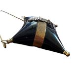 Vintage 30’s antique horn & brass pillow purse Black Photo 4