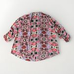 Rebecca Minkoff ‎ Blouse Medium Red Floral Semi Sheer 3/4 Sleeves Round Tie Neck Photo 1