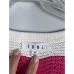 THML Women's Knit Top Size M White Orange Pink Striped Sleeveless Photo 2