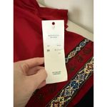 Vtg 80s Women's Red Black Tapestry Trim Button Long Maxi Dress 28 Holiday NWT Photo 4