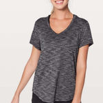 Lululemon What the Sport Short Sleeve V-Neck Tee Heathered Black & Grey Small Photo 0