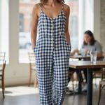 Lulus  Navy and White Gingham Jumpsuit Photo 2