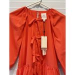 NEW Cinq A Sept Lynn Dress Neon Coral Pink Babydoll Bow Front Preppy Size 0 XS Photo 3