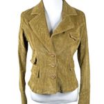 Tulle Corduroy Button Up Jacket, Pea Green, Greenish Brown, Medium Green Photo 0