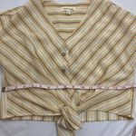 Monteau  Los Angles yellow, white, and purple stripe tie front cropped top small Photo 7