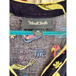 Modcloth Dress Size Medium Navy Blue Cafe Au Soleil Tropical Birds Sleeveless Photo 14