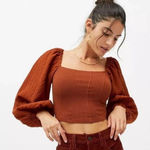 Urban Outfitters NWT Claudia Rust Puff Sleeve Top- NWT Photo 0
