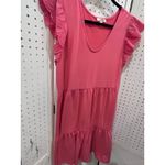 Como vintage Pink Ruffle Eyelet Sleeve Tiered Dress Women's Size L Photo 2