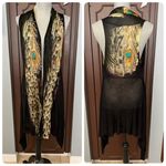 Adore Peacock Feather Print Sleeveless Cardigan Black Photo 1